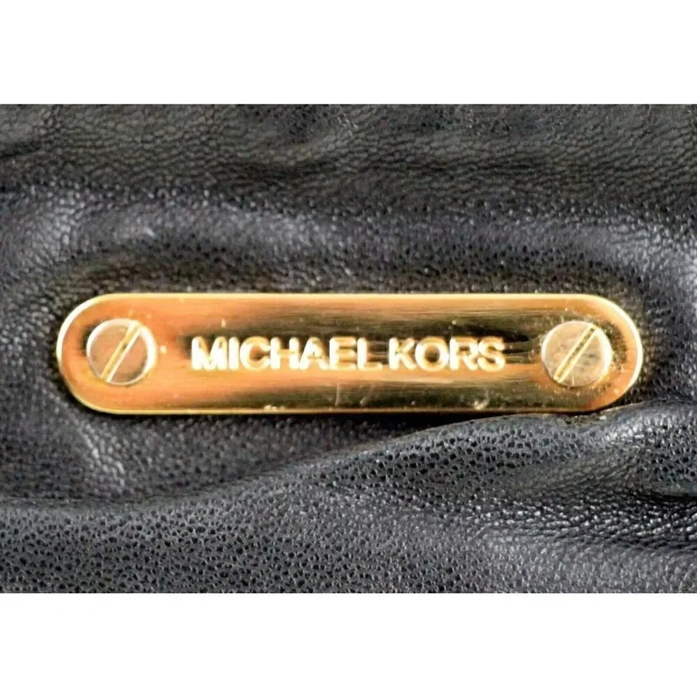Michael Kors SOFT BLACK GENUINE LEATHER SMALL X-BODY SHOULDER BAG CLUTCH PURSE